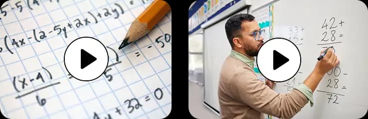 Math tool demonstration showing AI-powered problem solving and interactive learning features